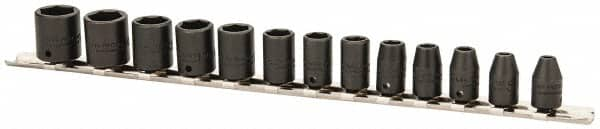 Proto - 13 Piece 1/4" Drive Impact Socket Set - 6 Points, 4mm to 10mm Range, Metric Measurement Standard - Benchmark Tooling