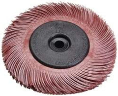 3M - 6" Diam, 7/16" Max Face Width, Plain Hole Radial Bristle Brush - 220 Grit, Very Fine Grade, 10,000 Max RPM, Red - Benchmark Tooling