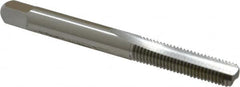 OSG - 1/4-28 UNF 3B 2 Flute Bright Finish High Speed Steel Straight Flute Standard Hand Tap - Bottoming, Right Hand Thread, 2-1/2" OAL, 1" Thread Length, H3 Limit, Oversize - Exact Industrial Supply