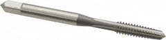 OSG - 1/4-28 UNF 3B 3 Flute Bright Finish High Speed Steel Straight Flute Standard Hand Tap - Bottoming, Right Hand Thread, 2-1/2" OAL, 1" Thread Length, H3 Limit, Oversize - Exact Industrial Supply