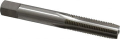 OSG - 3/8-24 UNF 3B 4 Flute Bright Finish High Speed Steel Straight Flute Standard Hand Tap - Plug, Right Hand Thread, 2-15/16" OAL, 1-1/4" Thread Length, H3 Limit, Oversize - Exact Industrial Supply