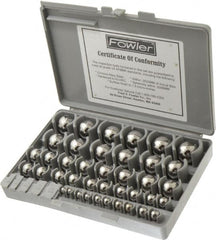 Fowler - to 1 to 25mm Diameter, Chrome Steel, Gage Ball Set - 0.0025 mm Tolerance, Grade 24 Accuracy, 63 RC Hardness, 25 Pairs - Benchmark Tooling