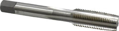 OSG - 1/2-20 UNF 3B 4 Flute Bright Finish High Speed Steel Straight Flute Standard Hand Tap - Taper, Right Hand Thread, 3-3/8" OAL, 1-21/32" Thread Length, H3 Limit, Oversize - Exact Industrial Supply