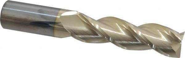 Accupro - 1", 3-1/2" LOC, 1" Shank Diam, 6" OAL, 3 Flute, Solid Carbide Square End Mill - Single End, ZrN Finish, Spiral Flute, 37° Helix, Centercutting, Right Hand Cut, Right Hand Flute - Benchmark Tooling