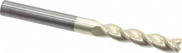 Accupro - 5/16", 1-1/2" LOC, 5/16" Shank Diam, 3-1/2" OAL, 3 Flute, Solid Carbide Square End Mill - Single End, ZrN Finish, Spiral Flute, 37° Helix, Centercutting, Right Hand Cut, Right Hand Flute - Benchmark Tooling