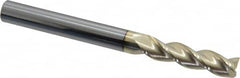 Accupro - 3/8", 1-1/2" LOC, 3/8" Shank Diam, 4" OAL, 3 Flute, Solid Carbide Square End Mill - Single End, ZrN Finish, Spiral Flute, 37° Helix, Centercutting, Right Hand Cut, Right Hand Flute - Benchmark Tooling
