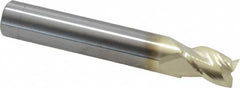 Accupro - 13/32", 9/16" LOC, 7/16" Shank Diam, 2-3/4" OAL, 3 Flute, Solid Carbide Square End Mill - Single End, ZrN Finish, Spiral Flute, 37° Helix, Centercutting, Right Hand Cut, Right Hand Flute - Benchmark Tooling