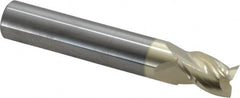 Accupro - 15/32", 5/8" LOC, 1/2" Shank Diam, 3" OAL, 3 Flute, Solid Carbide Square End Mill - Single End, ZrN Finish, Spiral Flute, 37° Helix, Centercutting, Right Hand Cut, Right Hand Flute - Benchmark Tooling