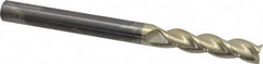 Accupro - 1/2", 2-1/4" LOC, 1/2" Shank Diam, 6" OAL, 3 Flute, Solid Carbide Square End Mill - Single End, ZrN Finish, Spiral Flute, 37° Helix, Centercutting, Right Hand Cut, Right Hand Flute - Benchmark Tooling