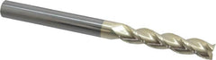 Accupro - 1/2", 2-1/2" LOC, 1/2" Shank Diam, 6" OAL, 3 Flute, Solid Carbide Square End Mill - Single End, ZrN Finish, Spiral Flute, 37° Helix, Centercutting, Right Hand Cut, Right Hand Flute - Benchmark Tooling