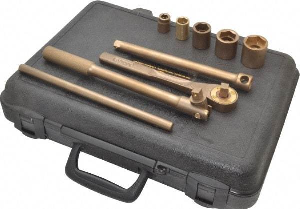 Ampco - 9 Piece 1/2" Drive Socket Set - 6 Points, 1/2" to 1-1/4" Range, Inch Measurement Standard - Benchmark Tooling