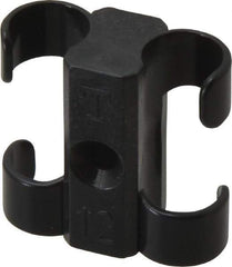 Midwest Control - 1/2 to 5/8 Hose OD, Multitube Holder - Black, 2 Slots, 1.33" OAL, 0.17" Mounting Hole, For Use With Tubes, Wires, Hose & Pipe - Benchmark Tooling