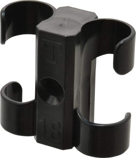 Midwest Control - 3/4 to 7/8 Hose OD, Multitube Holder - Black, 2 Slots, 1.88" OAL, 0.22" Mounting Hole, For Use With Tubes, Wires, Hose & Pipe - Benchmark Tooling