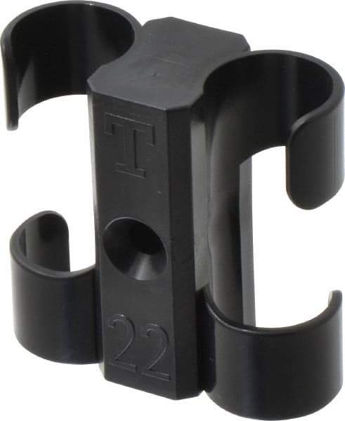 Midwest Control - 7/8 to 1 Hose OD, Multitube Holder - Black, 2 Slots, 2.4" OAL, 1/4" Mounting Hole, For Use With Tubes, Wires, Hose & Pipe - Benchmark Tooling