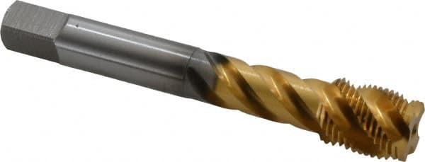 OSG - 5/8-18 UNF 4 Flute 2B Modified Bottoming Spiral Flute Tap - Vanadium High Speed Steel, TiN Finish, 100mm OAL, Right Hand Flute, Right Hand Thread - Benchmark Tooling
