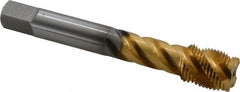 OSG - 5/8-18 UNF 4 Flute 2B Modified Bottoming Spiral Flute Tap - Vanadium High Speed Steel, TiN Finish, 100mm OAL, Right Hand Flute, Right Hand Thread - Benchmark Tooling