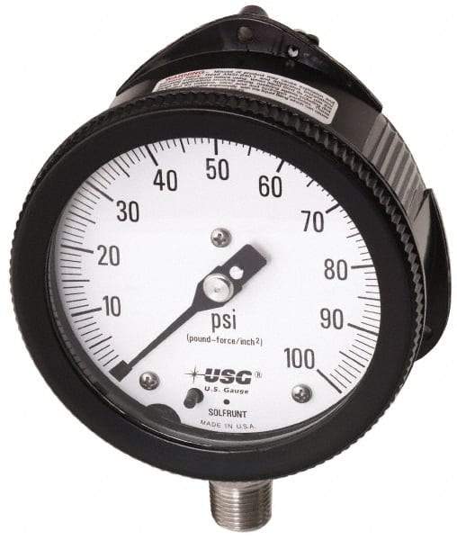 Ametek - 6" Dial, 1/2 Thread, 0-60 Scale Range, Pressure Gauge - Lower Connection Mount, Accurate to 0.5% of Scale - Benchmark Tooling
