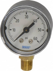 Wika - 1-1/2" Dial, 1/8 Thread, 0-60 Scale Range, Pressure Gauge - Lower Connection Mount, Accurate to 3-2-3% of Scale - Benchmark Tooling