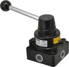 Parker - 3/8" NPT Rotary Disc, Hand Valve - 4-Way, Lever/Detent, 1.4 CV Rate, 150 Max psi & 166°F Max Temp - Benchmark Tooling