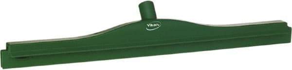 Vikan - 24" Rubber Blade Floor Squeegee - Double Edge, Green, Plastic Holder - Benchmark Tooling