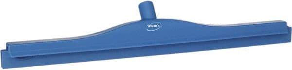 Vikan - 24" Rubber Blade Floor Squeegee - Double Edge, Blue, Plastic Holder - Benchmark Tooling