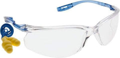 3M - Clear Lenses, Framed Safety Glasses - Anti-Fog, Scratch Resistant, Blue Polycarbonate Frame, Wrap Around - Benchmark Tooling