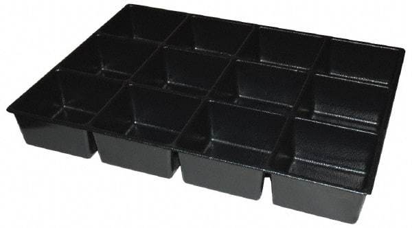 Kennedy - Tool Box Durable ABS Plastic Organizer - 23" Wide x 16-1/2" Deep x 4" High, Black, For 27" Wide Roller Cabinets - Benchmark Tooling