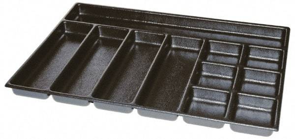 Kennedy - Tool Box Durable ABS Plastic Organizer - 25" Wide x 18-1/2" Deep x 2" High, Black, For 29" Wide Roller Cabinets - Benchmark Tooling