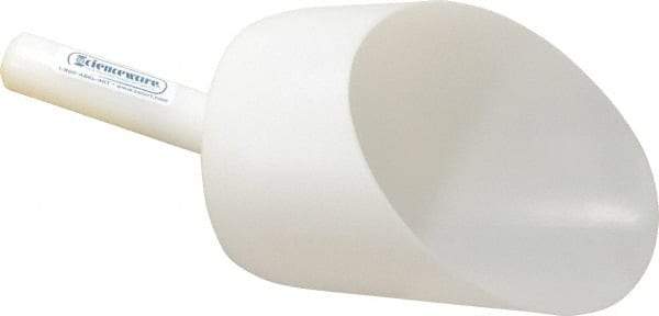 Bel-Art - 64 oz White Polyethylene Round Bottom Scoop - 6" Wide x 6" Deep Bowl, 5" Handle Length, 13" OAL - Benchmark Tooling