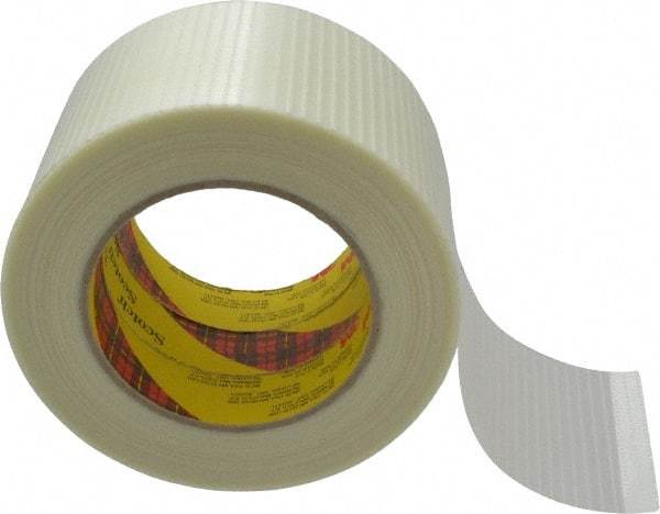 3M - 3" x 55 Yd Clear Rubber Adhesive Packaging Tape - Polypropylene Film Backing, 5.7 mil Thick, 150 Lb Tensile Strength, Series 8959 - Benchmark Tooling