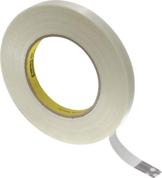 3M - 1/2" x 60 Yd Clear Rubber Adhesive Packaging Tape - Polypropylene Film Backing, 6.6 mil Thick, 380 Lb Tensile Strength, Series 8981 - Benchmark Tooling