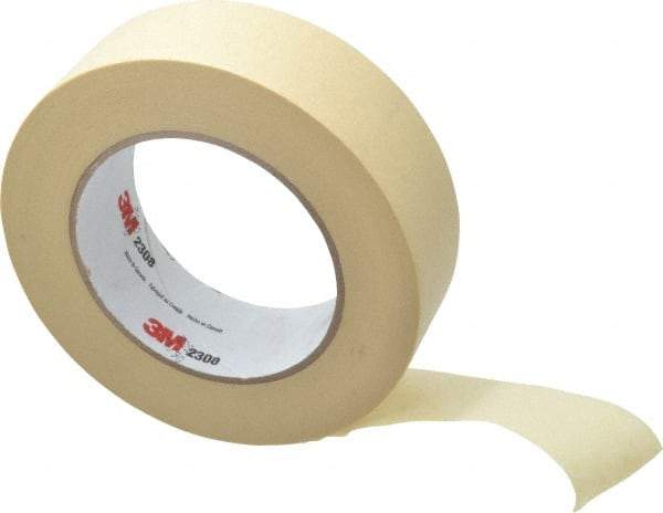 3M - 1-1/2" Wide x 60 Yd Long Tan Paper Masking Tape - Series 2308, 5.3 mil Thick, 22 In/Lb Tensile Strength - Benchmark Tooling