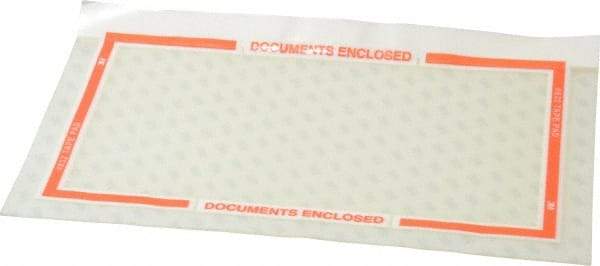 3M - 1,000 Piece, 10" Long x 6" Wide, Sheet - Documents Enclosed, Clear with Orange Border - Benchmark Tooling