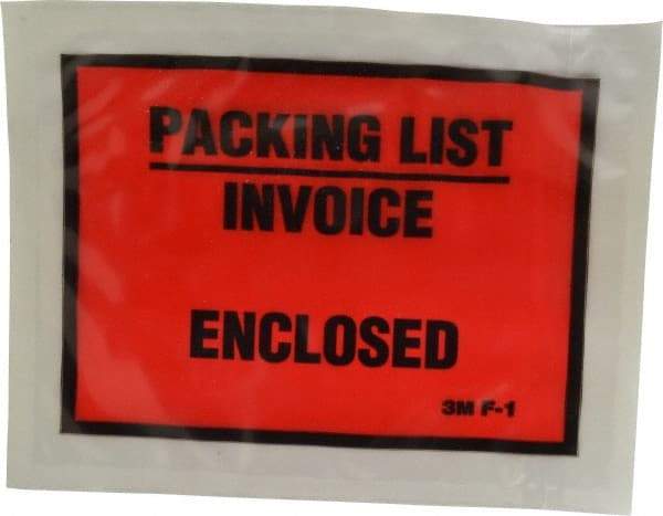 3M - 1,000 Piece, 5-1/2" Long x 4-1/2" Wide, Envelope - Packing List/Invoice Enclosed, Orange Full Faced - Benchmark Tooling