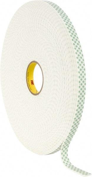 3M - 3/4" x 36 Yd Acrylic Adhesive Double Sided Tape - 1/8" Thick, Off-White, Urethane Foam Liner, Continuous Roll, Series 4008 - Benchmark Tooling