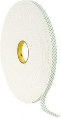 3M - 3/4" x 36 Yd Acrylic Adhesive Double Sided Tape - 1/8" Thick, Off-White, Urethane Foam Liner, Continuous Roll, Series 4008 - Benchmark Tooling