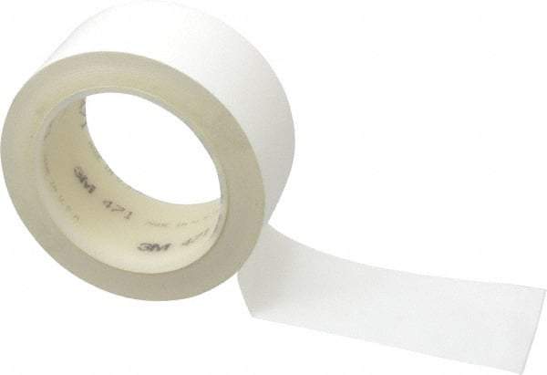 3M - White Solid Color Vinyl Tape - 2" Wide x 108' Long x 5.2 mil Thick, General Traffic - Benchmark Tooling