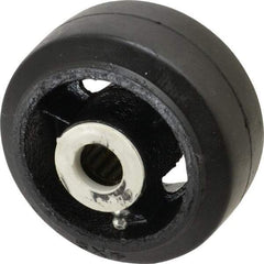 Fairbanks - 4 Inch Diameter x 2 Inch Wide, Rubber Caster Wheel - 300 Lb. Capacity, 2-3/16 Inch Hub Length, 3/4 Inch Axle Diameter, Roller Bearing - Benchmark Tooling