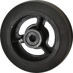 Fairbanks - 6 Inch Diameter x 2 Inch Wide, Rubber Caster Wheel - 410 Lb. Capacity, 2-3/16 Inch Hub Length, 1/2 Inch Axle Diameter, Delrin Bearing - Benchmark Tooling