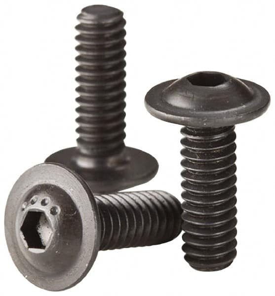 Made in USA - 5/16-18 UNC Hex Socket Drive, Button Screw - Alloy Steel, Black Oxide Finish, Fully Threaded, 3/8" Length Under Head - Benchmark Tooling