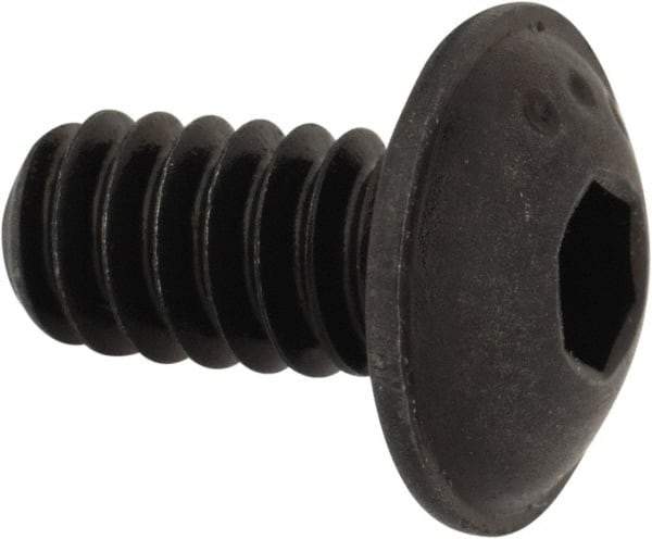 Made in USA - #10-24 UNC Hex Socket Drive, Button Screw - Alloy Steel, Black Oxide Finish, Fully Threaded, 3/8" Length Under Head - Benchmark Tooling