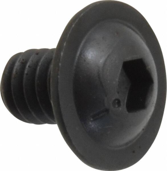 Made in USA - 1/4-20 UNC Hex Socket Drive, Button Screw - Alloy Steel, Black Oxide Finish, Fully Threaded, 3/8" Length Under Head - Benchmark Tooling