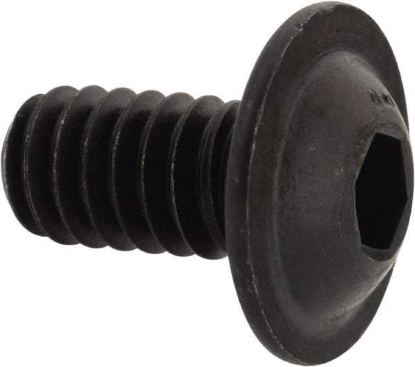 Made in USA - 1/4-20 UNC Hex Socket Drive, Button Screw - Alloy Steel, Black Oxide Finish, Fully Threaded, 1/2" Length Under Head - Benchmark Tooling