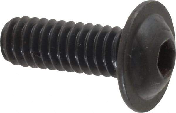 Made in USA - 1/4-20 UNC Hex Socket Drive, Button Screw - Alloy Steel, Black Oxide Finish, Fully Threaded, 3/4" Length Under Head - Benchmark Tooling