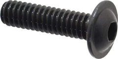 Made in USA - 1/4-20 UNC Hex Socket Drive, Button Screw - Alloy Steel, Black Oxide Finish, Fully Threaded, 1" Length Under Head - Benchmark Tooling