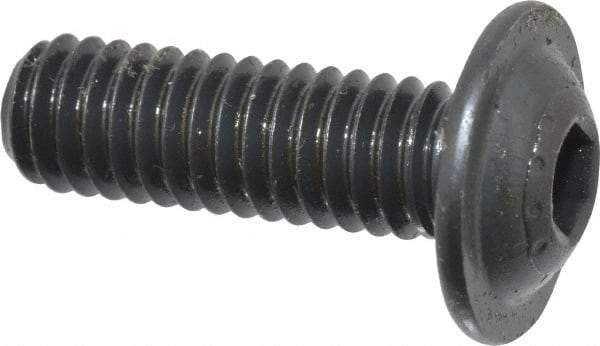 Made in USA - 5/16-18 UNC Hex Socket Drive, Button Screw - Alloy Steel, Black Oxide Finish, Fully Threaded, 1" Length Under Head - Benchmark Tooling