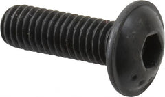 Made in USA - #10-32 UNF Hex Socket Drive, Button Screw - Alloy Steel, Black Oxide Finish, Fully Threaded, 5/8" Length Under Head - Benchmark Tooling