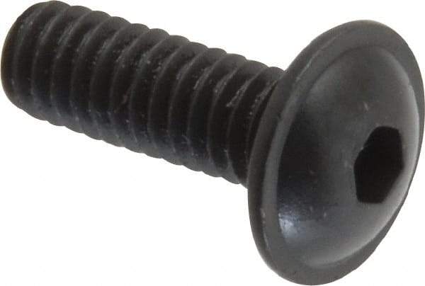Made in USA - #8-32 UNC Hex Socket Drive, Button Screw - Alloy Steel, Black Oxide Finish, Fully Threaded, 1/2" Length Under Head - Benchmark Tooling