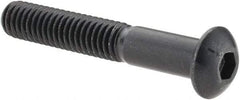 Made in USA - 5/16-18 UNC Hex Socket Drive, Button Screw - Alloy Steel, Black Oxide Finish, Fully Threaded, 2" Length Under Head - Benchmark Tooling