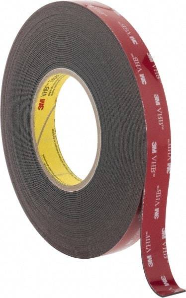 3M - 3/4" x 15 Yd Acrylic Adhesive Double Sided Tape - 45 mil Thick, Black, Acrylic Foam Liner, Continuous Roll, Series 5952 - Benchmark Tooling